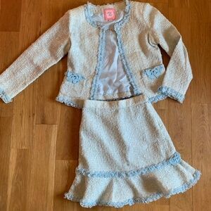 Mezzo piano tweed jacket skirt set